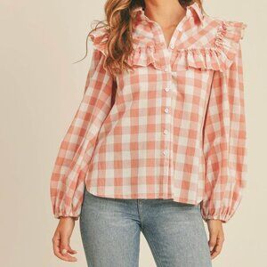 Mable Clothing Gingham Western Button Up  [size L]